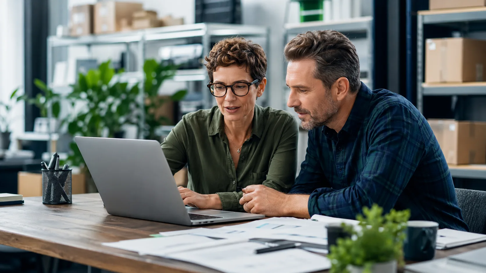 Business customer quote request with AI photo review, measurement package, approval, and invoice status